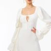 Best * Solado Puff Sleeve Tie Detail Backless Mini Dress White