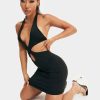 Wholesale * Solado Plunging Neck Cut Out Tie Backless Mini Dress Black