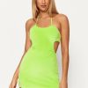 Best * Solado Halter Neck Cut Out Bodycon Mini Dress Greenyellow