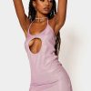 Clearance * Solado Glitter Halter Neck Cut Out Backless Mini Dress Lavenderblush