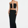 New * Solado Cut Out Solid Backless Maxi Dress Black