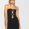 Clearance * Solado Rhinestone Decor Cut Out Tube Mini Dress Black