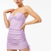 Wholesale * Solado Backless Drawstring Ruched Cami Mini Dress Plum