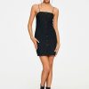 Wholesale * Solado Button Front Split Hem Bodycon Mini Dress Black