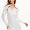 Hot * Solado Cut Out Lace Up Backless Shirt Dress White