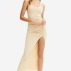 Hot * Solado Halter Neck Split Hem Backless Maxi Dress Khaki