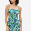 Best * Solado Abstract Print Cut Out Split Hem Mini Dress Green