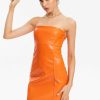 Wholesale * Solado Off Shoulder Pu Leather Bodycon Dress Orange