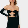 Online * Solado Off Shoulder Backless Cut Out Tube Bodycon Dress With Oversleeve Black