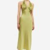 Wholesale * Solado Satin Halter Neck Backless Pleat Midi Dress