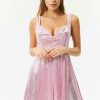 Wholesale * Solado Sheen Plunging Neck Sleeveless Mini Dress Pink