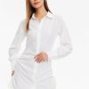 Wholesale * Solado Satin Ruched Button Front Mini Dress White