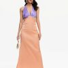 Online * Solado Satin Two Tone Backless Maxi Dress Orange