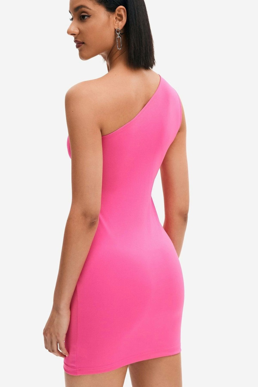 Wholesale * Solado Cut Out One Shoulder O-Ring Detail Mini Dress Deeppink