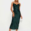 New * Solado Cowl Neck Jacquard Bodycon Midi Dress Darkgreen