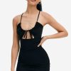 Wholesale * Solado Plunging Neck Cut Out Bodycon Mini Dress Black