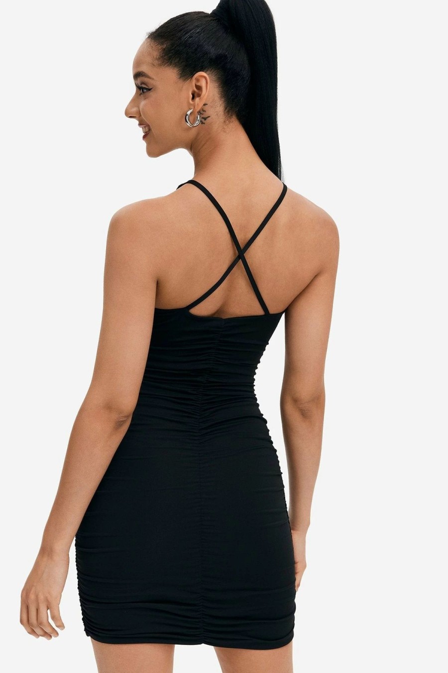 Wholesale * Solado Plunging Neck Cut Out Bodycon Mini Dress Black