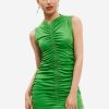 Clearance * Solado Solid Sleeveless Ruched Bodycon Dress