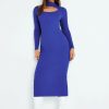 Best * Solado Ribbed Knit Cut Out Long Sleeve Sweater Dress Mediumblue