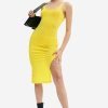 Wholesale * Solado Plunging Neck Split Hem Midi Dress Yellow