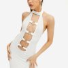 Best * Solado Texture Cut Out O-Ring Front Backless Mini Dress White