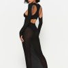 Online * Solado Cut Out Mesh Long Sleeve Maxi Dress Black