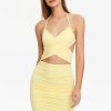 Online * Solado Cross Wrap Cut Out Backless Mini Dress Lightyellow