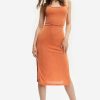 Online * Solado Tie Backless Split Hem Sleeveless Midi Dress Orange