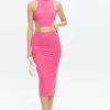 New * Solado O-Ring Front Cut Out Midi Dress Pink