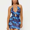 Wholesale * Solado Halter Neck Abstract Print Cut Out Mini Dress Dodgerblue