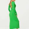 Wholesale * Solado Lace Up Open Back Split Hem Long Sleeve Midi Dress Limegreen