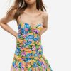 Best * Solado Floral Print Backless Ruffle Mini Dress Yellow