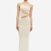 Online * Solado Floral Cut Out Halter Neck Backless Maxi Dress Beige