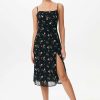 Best * Solado Floral Print Split Leg Cami Dress Black