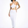 Hot * Solado Star Shape Halter Neck Backless Maxi Dress White