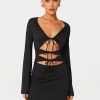 Hot * Solado Tie Detail Cut Out Flared Sleeve Mini Dress Black