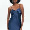 Clearance * Solado Satin Backless Split Hem Mini Dress Navy