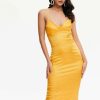 Clearance * Solado Lace Up Backless Cami Midi Dress Yellow