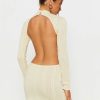 Clearance * Solado Cable Knit Open Back Long Sleeve Mini Dress Beige