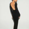 Best * Solado Rhinestone Chain Decor Open Back Maxi Dress Black