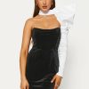 Clearance * Solado Two Piece Puff Sleeve Top & Tube Mini Dress Set Black