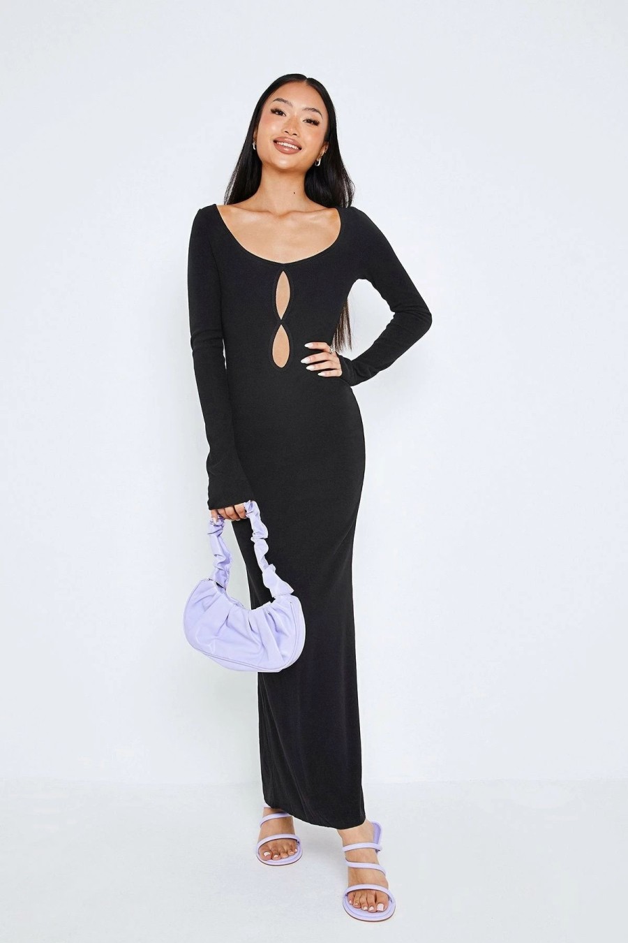 Wholesale * Solado Cut Out Long Sleeve Mermaid Maxi Dress Black