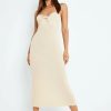 Best * Solado Twist Front Split Hem Tube Sweater Dress Beige